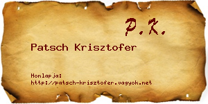 Patsch Krisztofer névjegykártya